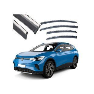 Дефлектори вікон (Вітровики) з нержавіючої сталі 3D на Volkswagen ID 4 (2021-н.р.) 4 шт. FLY (BVWID42123-W/S) BVWID42123-W/S фото